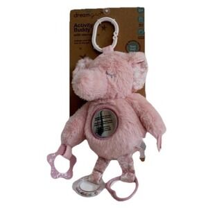 NWT Baby Pink Elephant Lovey Plush Activity Buddy Mirror Rattle Crinkle Dreamgro